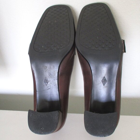 Aerosoles "Two Time" Womens Brown Leather Stacked Heel Loafer - Size 8.5M - Picture 9 of 10